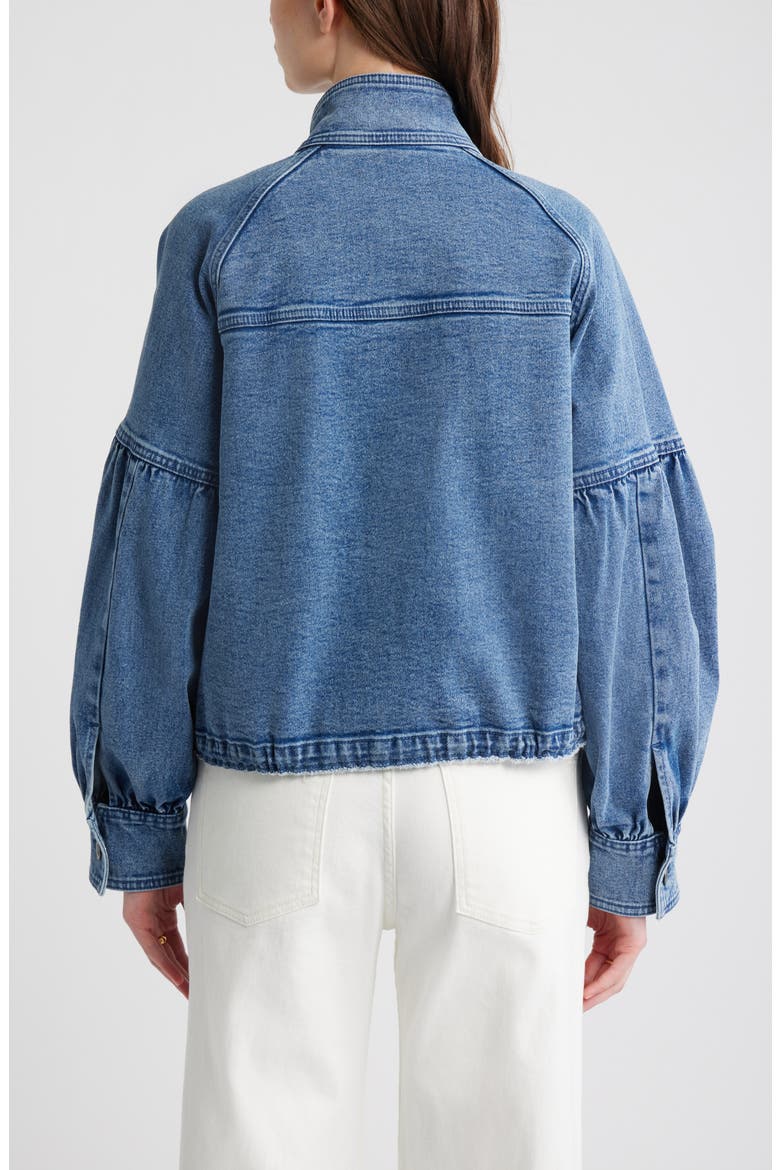 Blouson Sleeve Denim Jacket, Alternate, color, MEDIUM WASH