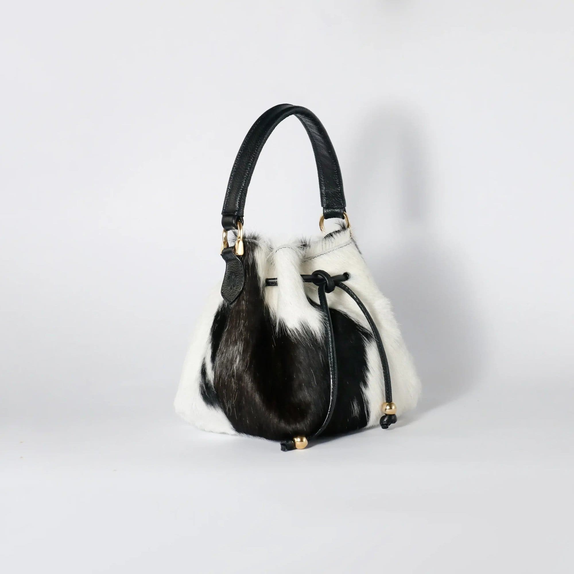 ROSZUAR Dualis Statement Handbag, Main, color, Black And White Natural Hair