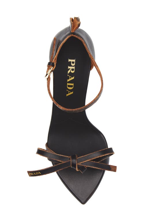 Prada Exposed Seam Ankle Strap Sandal In Black