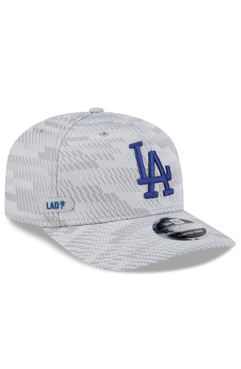 New Era Men's New Era Gray Los Angeles Dodgers 2025 MLB Clubhouse 9SEVENTY Stretch-Snap Hat, Main, color, 