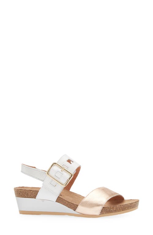 Naot Dynasty Wedge Sandal In Rose Gold/white Pearl/silver