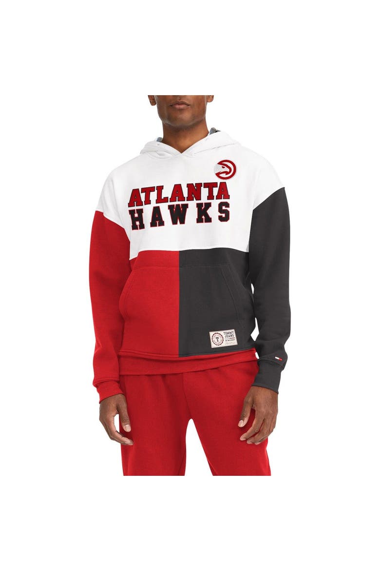 Men's Tommy Jeans White/Red Atlanta Hawks Andrew Split Pullover Hoodie, Main, color, White