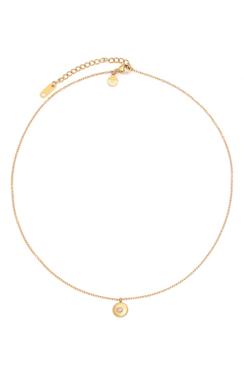 Petit Moments Birthstone Disc Pendant Necklace, Main, color, Gold-April