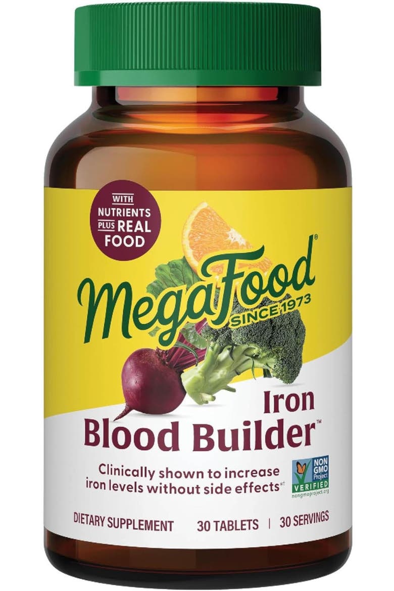 Blood Builder Iron Supplement for Women & Men with B12, Folic Acid & Vitamin C, Vegan, 30 Tablets, Main, color, None
