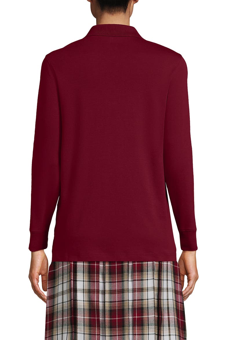 School Uniform  Long Sleeve Interlock Polo Shirt, Alternate, color, Garnet