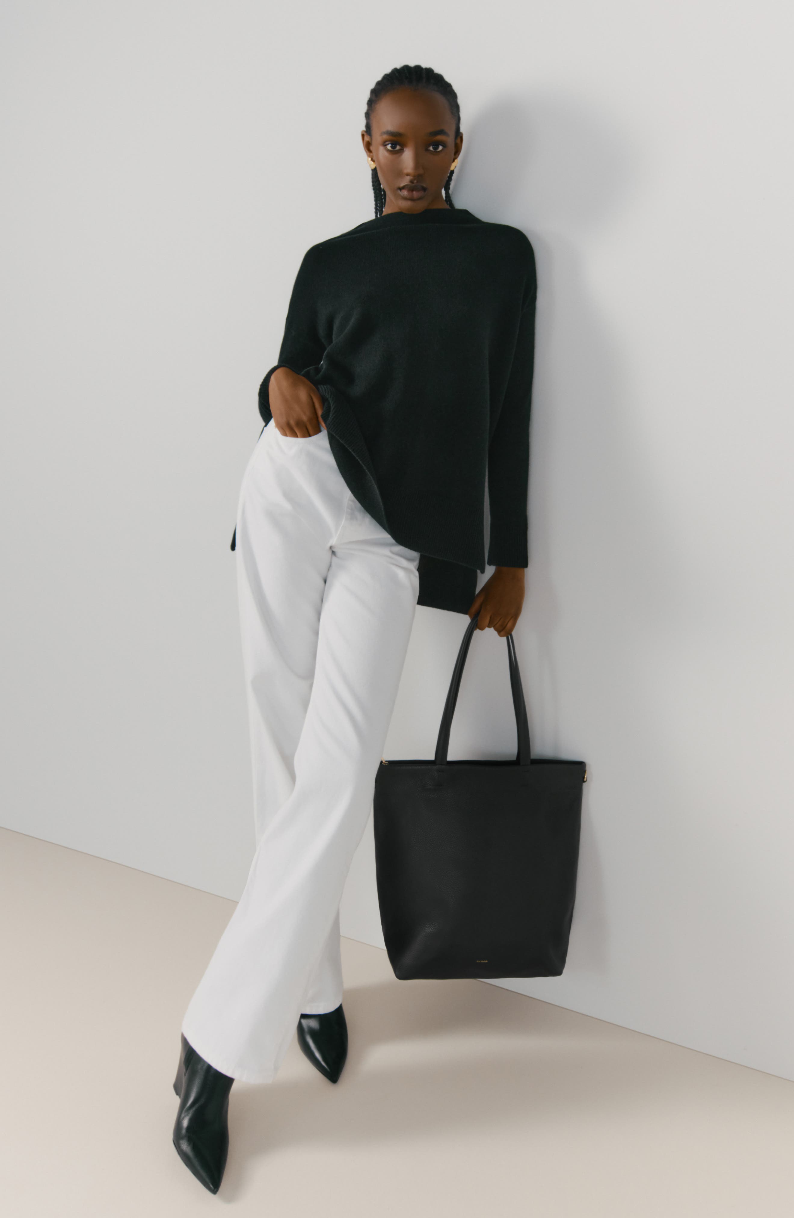 Cuyana Tall Easy Leather Zip Tote, Alternate, color, 