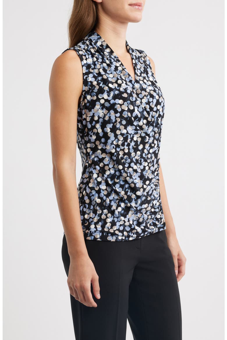Dot Print Sleeveless Faux Wrap Top, Alternate, color, ANNE BLACK MULTI