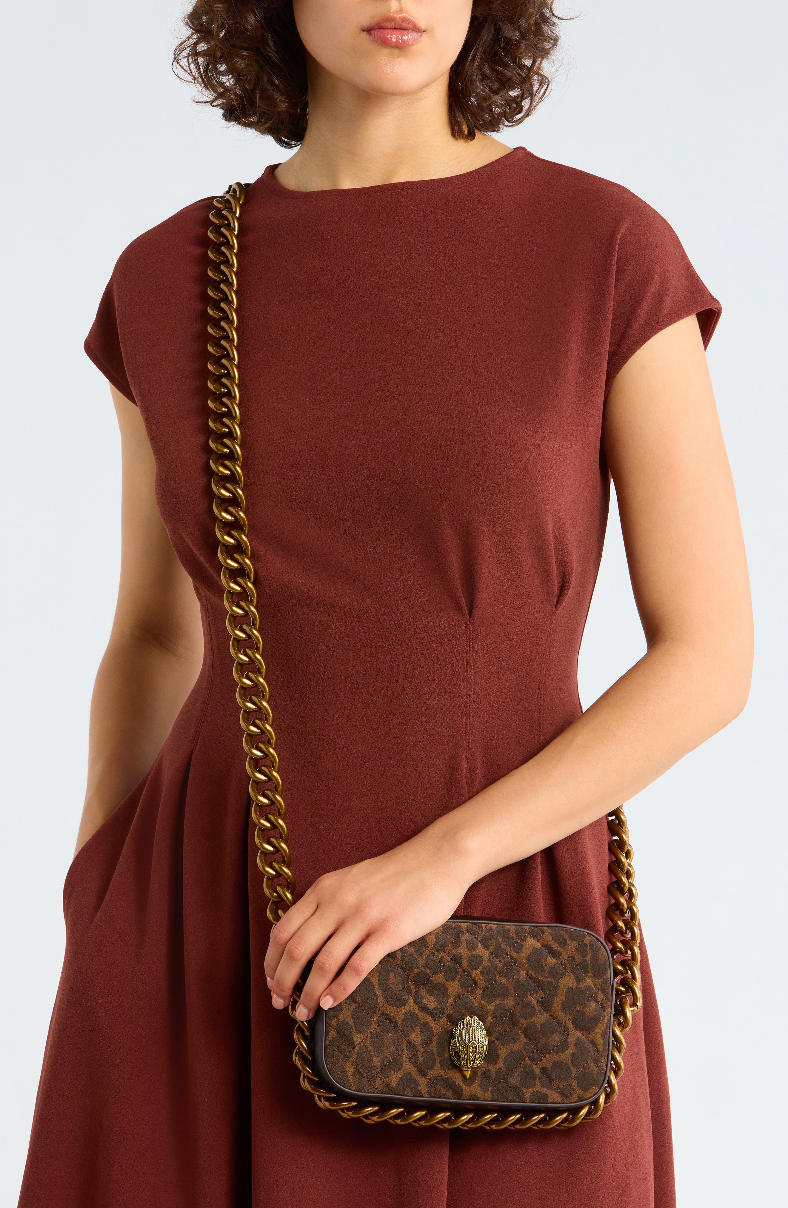 Kurt Geiger London Kensington Small Leather Camera Bag, Alternate, color, Dark Brown Com