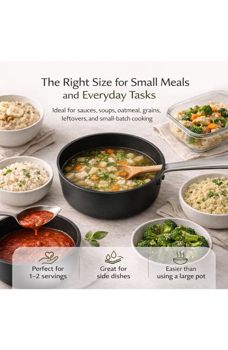 Alva Maestro 2 Qt. Nonstick Saucepan + Lid, Alternate, color, Black