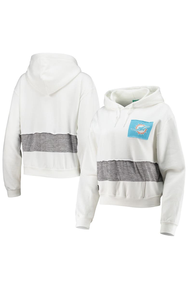 REFRIED APPAREL Women's Refried Apparel White Miami Dolphins Sustainable Crop Dolman Pullover Hoodie, Main, color, White