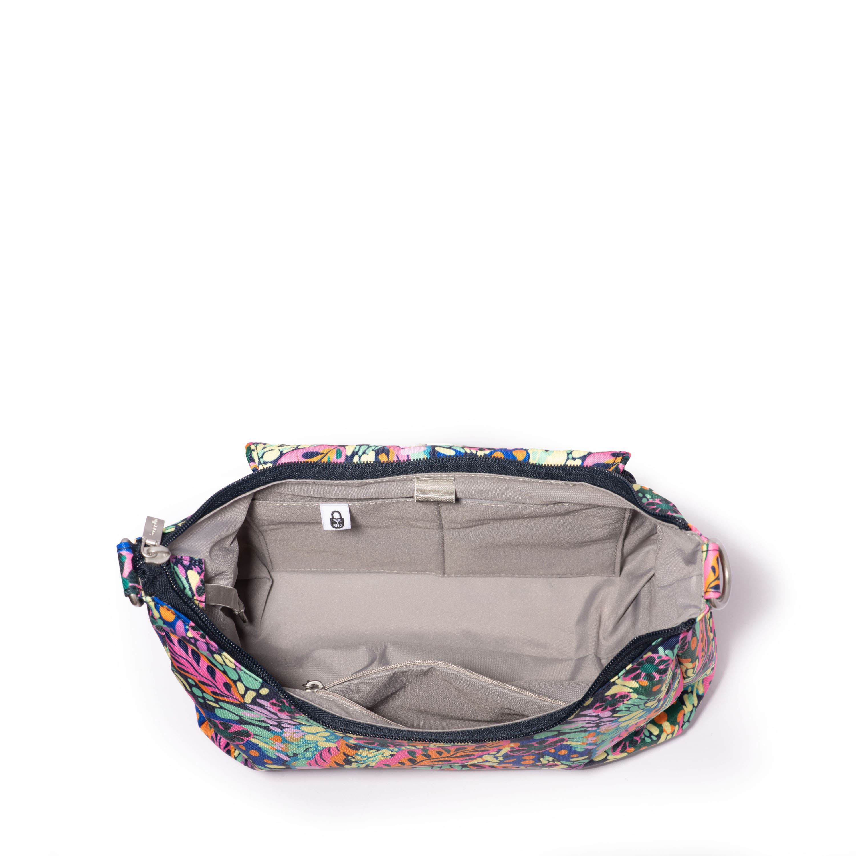 BAGGALLINI Coastal Flip Lock Half Moon Bag, Alternate, color, Paradise Print