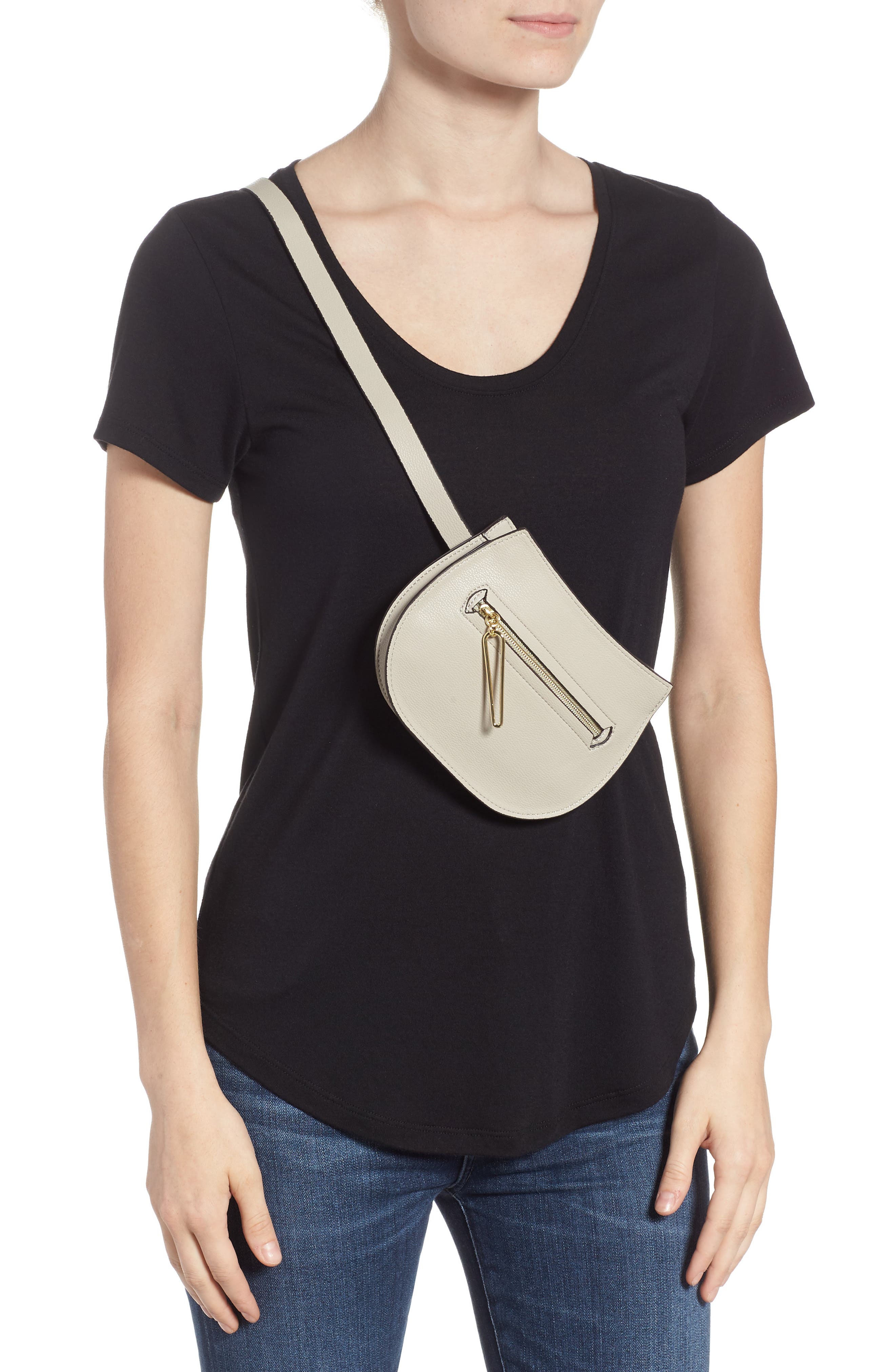 Trish Faux Leather Belt Bag, Alternate, color, LIGHT GREY