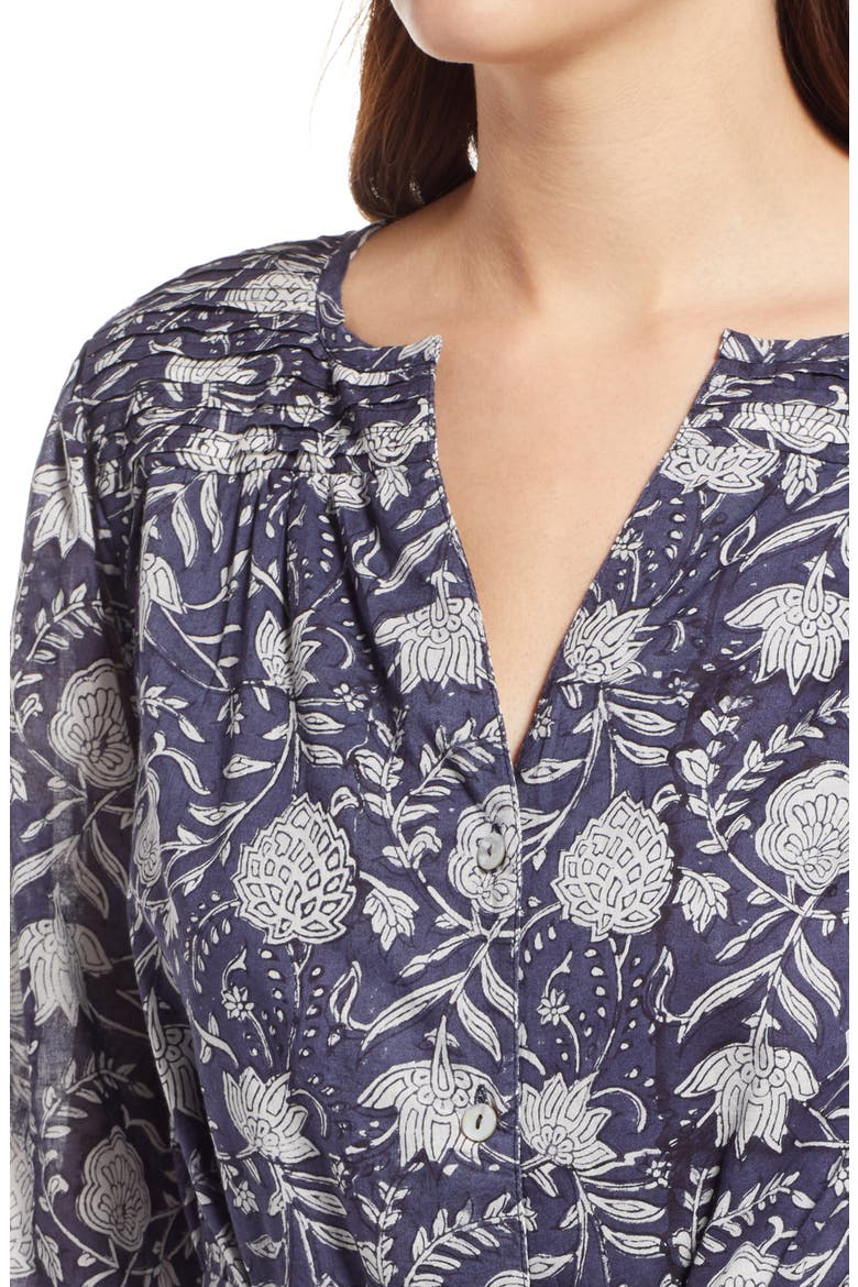 Organic Cotton Minidress, Alternate, color, NAVY BLOCK PRINT