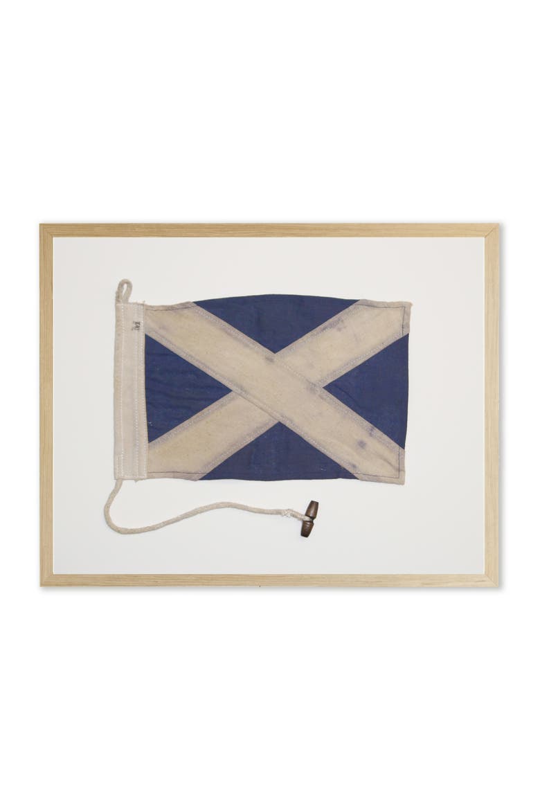 Navy and White Flag in Natural Wooden Frame, Main, color, Multi