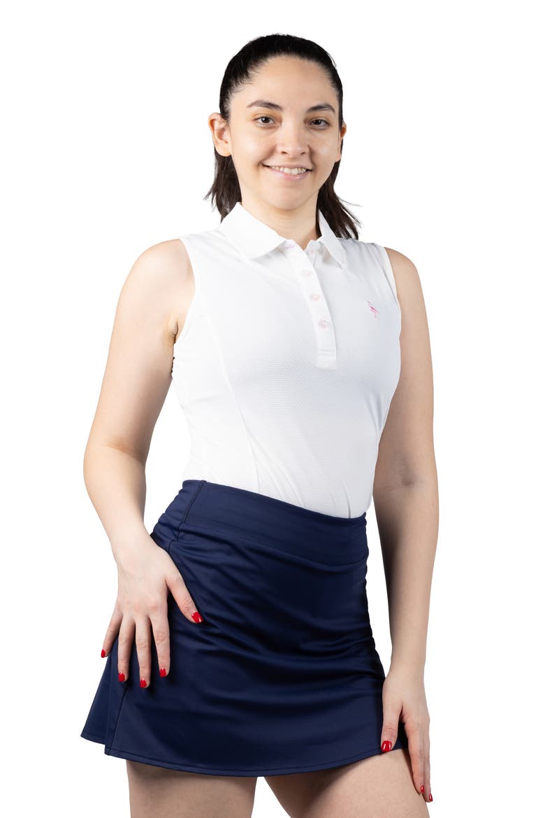 Textured Grid Polo Tank, Alternate, color, WHITE
