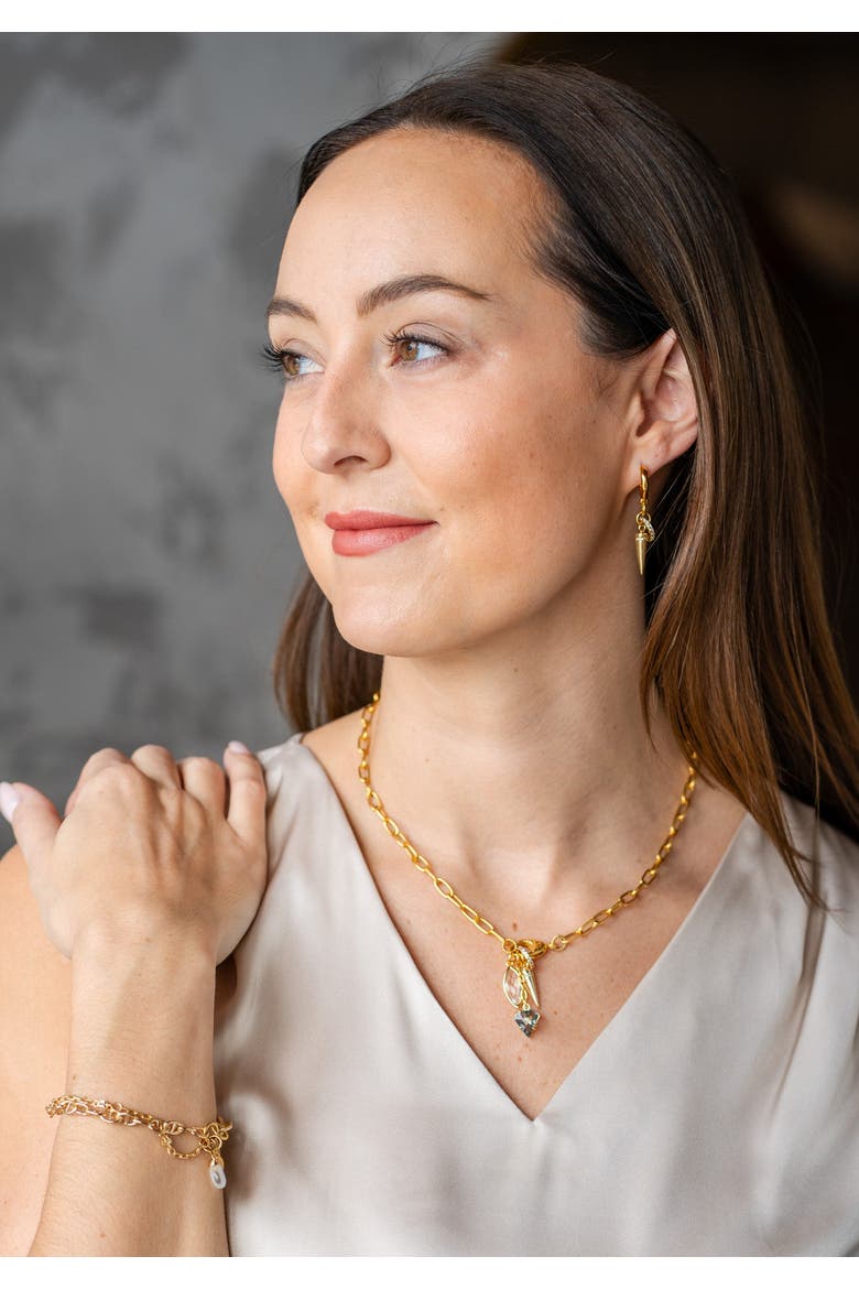 Marquise & Spike Drop Necklace, Alternate, color, Gold