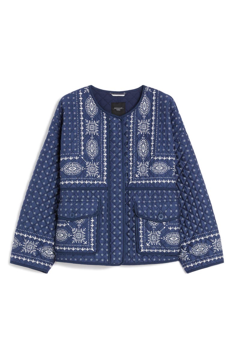 Weekend Max Mara Jader Bandana Print Quilted Cotton Jacket, Main, color, Navy