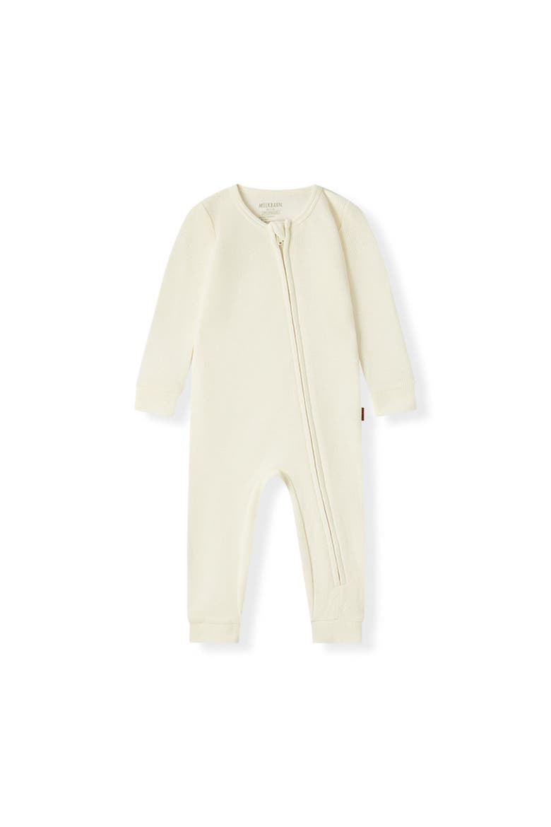 Waffle Zipper Pajama, Main, color, Cream