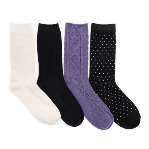 Women's 4 Pair Pack Crew Wool Blend Socks