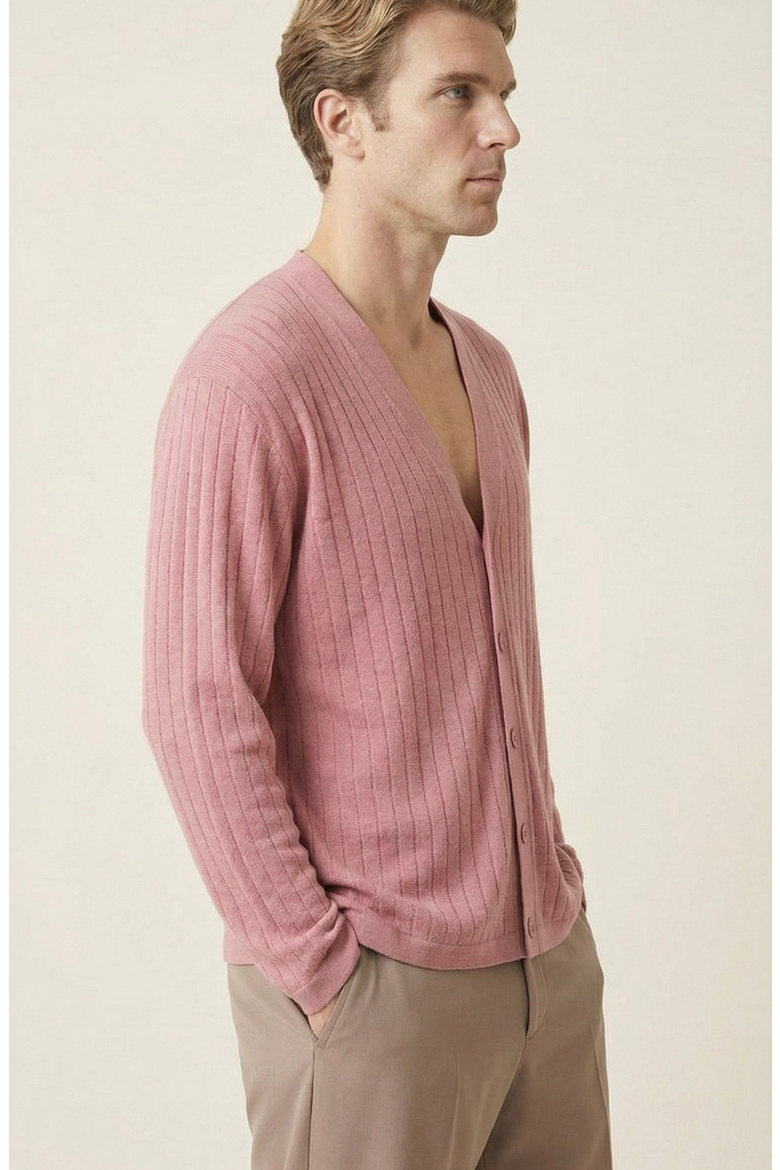 Ribbed Knit Cardigan, Alternate, color, Dusty Rose