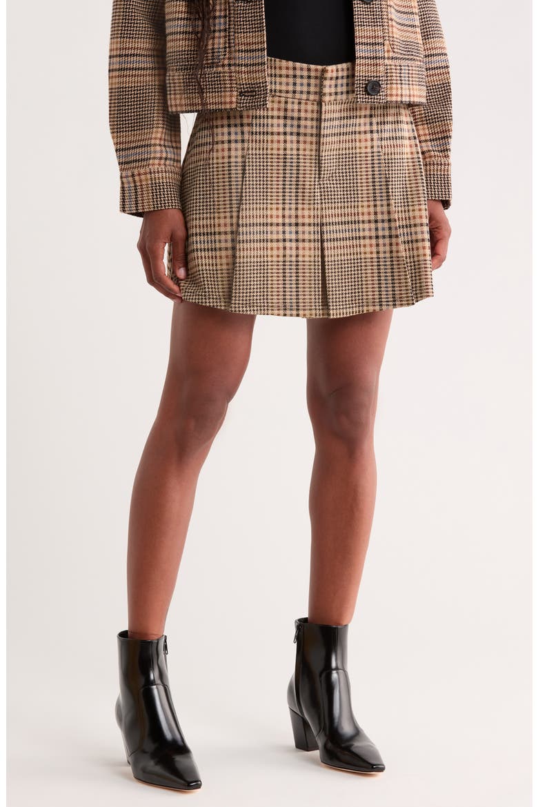 Check Pleated Skirt, Main, color, SESAME BEIGE PLAID