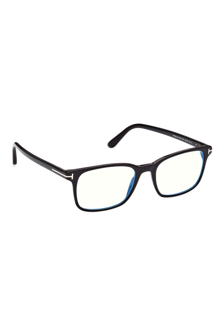 55mm Rectangular Blue Light Blocking Glasses, Alternate, color, SHINY BLACK