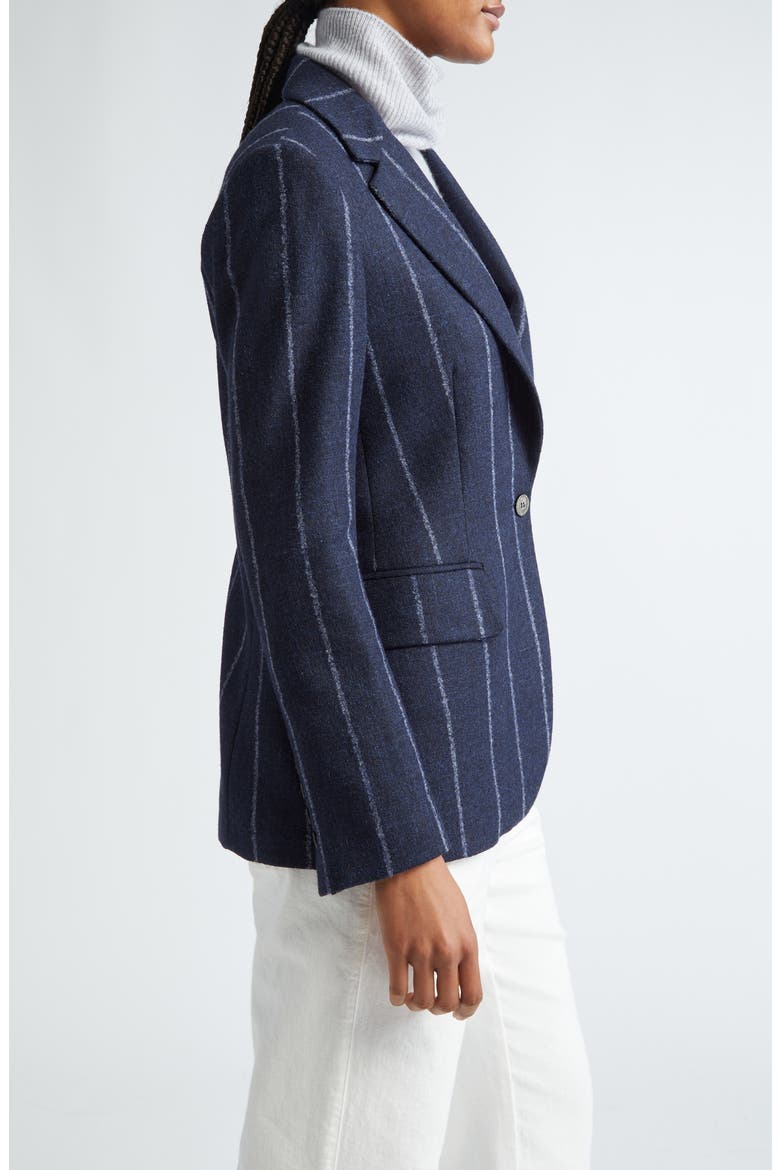 Pinstripe Alpaca & Linen Blend Blazer, Alternate, color, NAVY