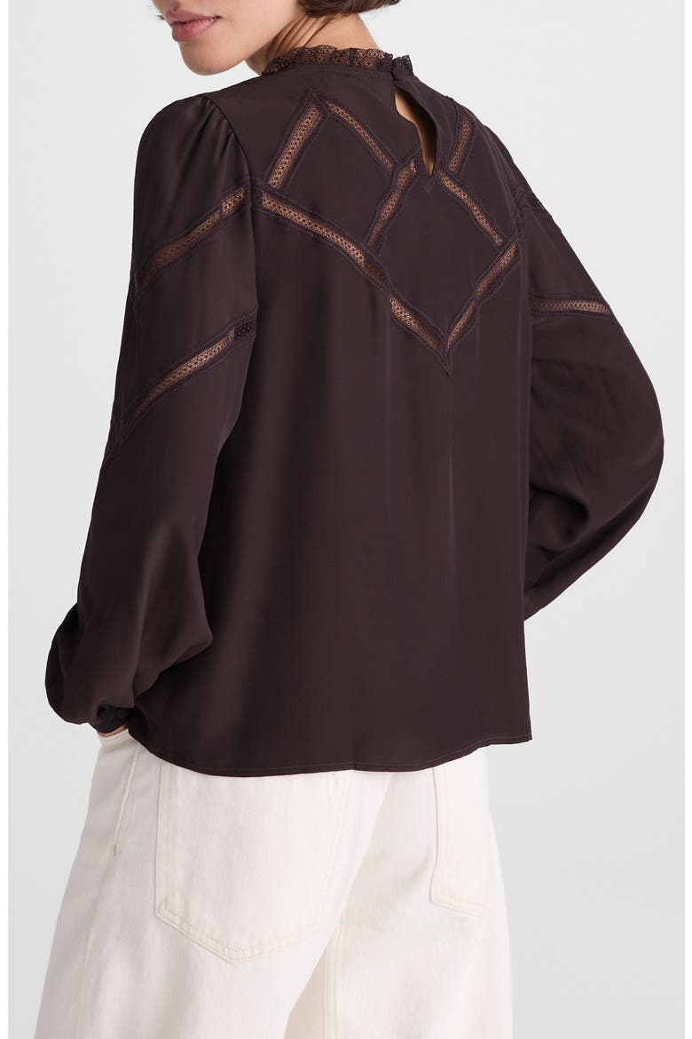 Lace Insert Mock Neck Long Sleeve Top, Alternate, color, MOLASSES