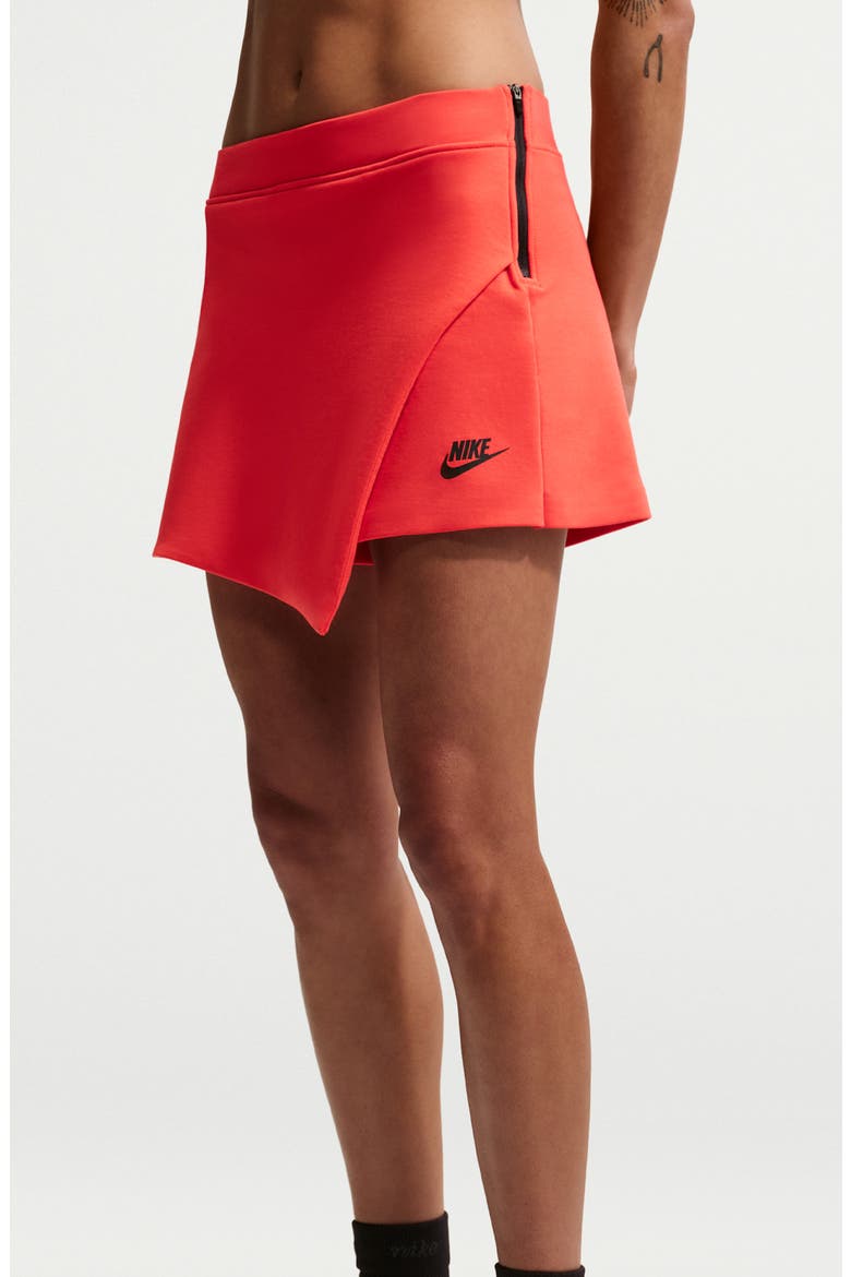 Cotton Blend Tech Fleece Skort, Alternate, color, LIGHT CRIMSON/ BLACK