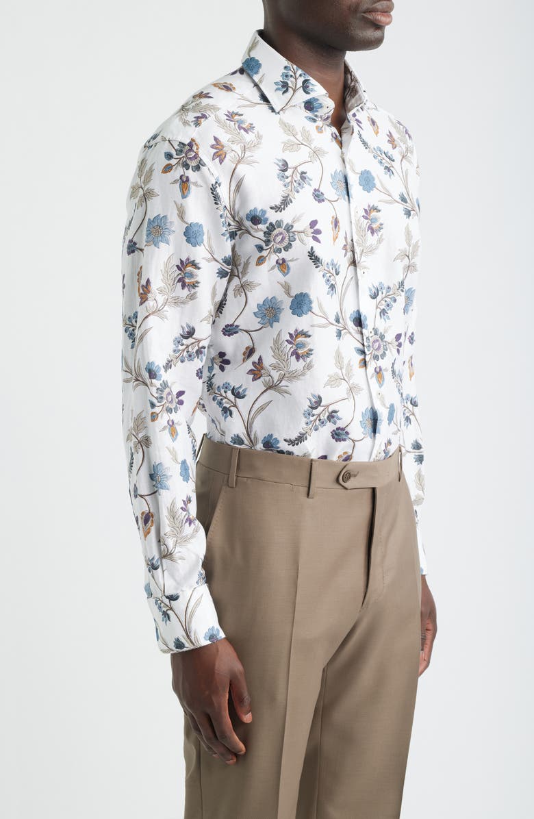 1863 by Eterna Soft Luxury Modern Fit Print Non-Iron Dress Shirt, Alternate, color, Beige