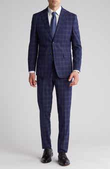 English Laundry Plaid Trim Fit Notch Lapel Two-Piece Suit