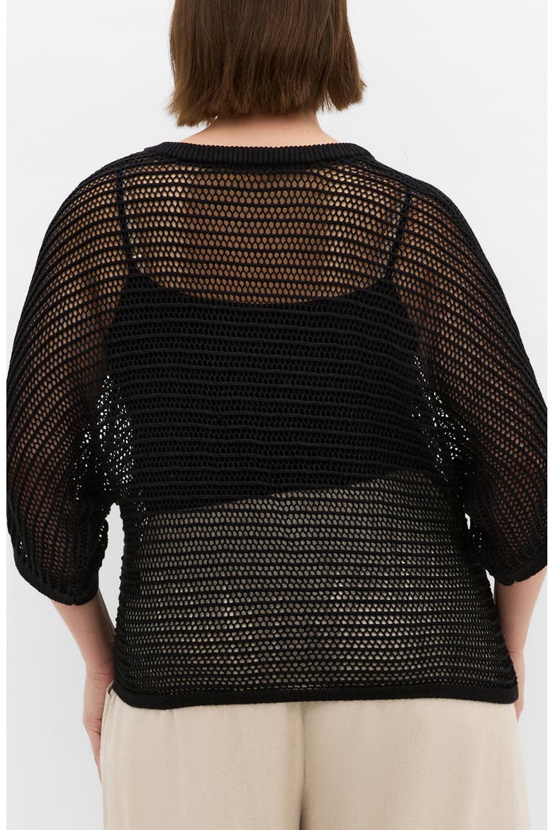 Resort Sheer Open Knit Top, Alternate, color, BLACK