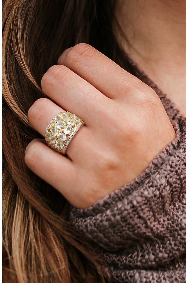 Green Quartz & Diamond Band Ring, Alternate, color, GREEN