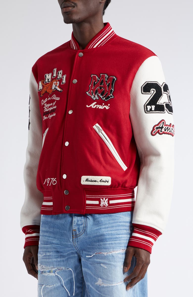 AMIRI Tiger Patch Varsity Jacket, Alternate, color, 