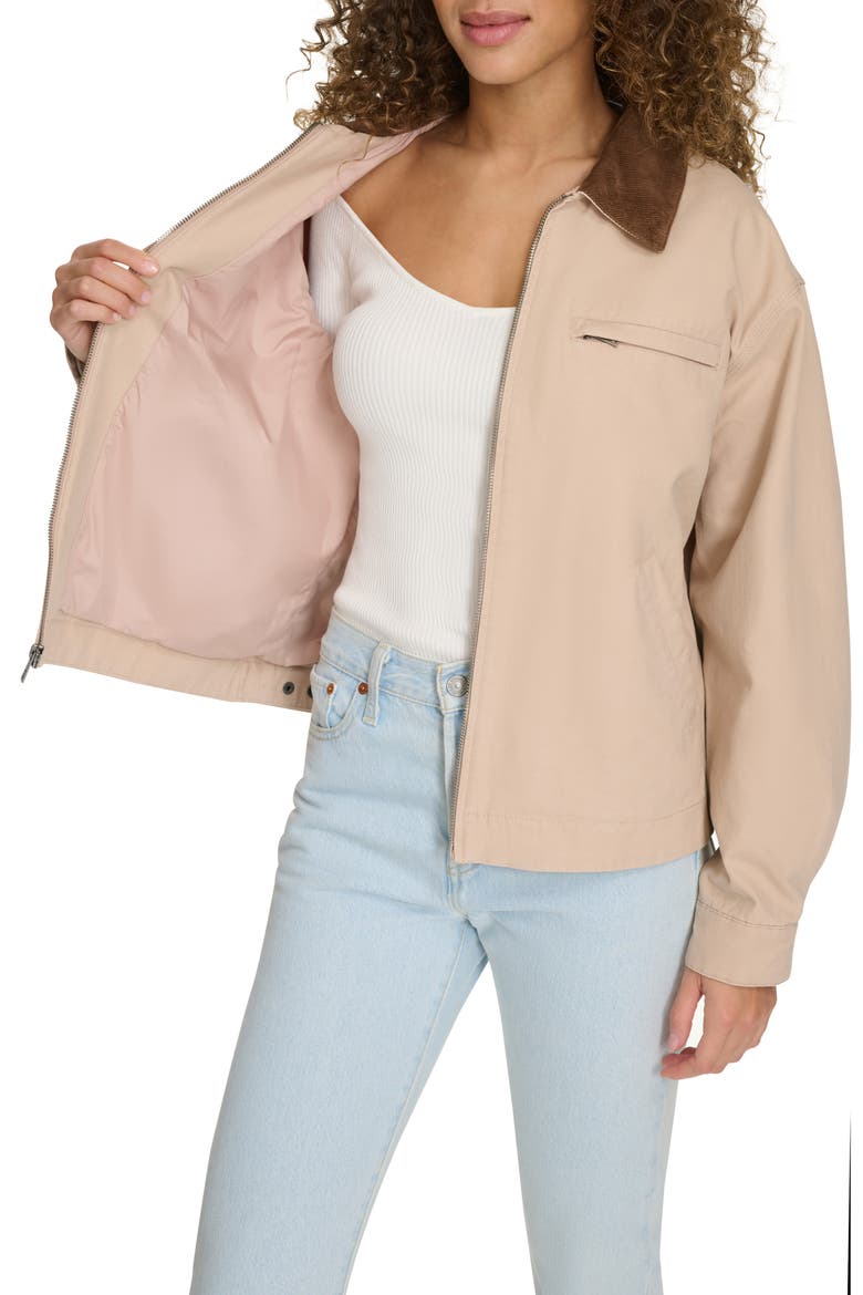 Cotton Twill Utility Jacket with Corduroy Collar, Alternate, color, LIGHT PINK