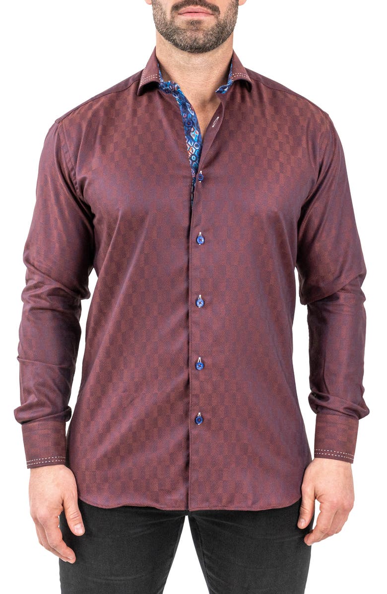 Maceoo Einstein Jacqcopper Brown Button-Up Shirt, Main, color, 