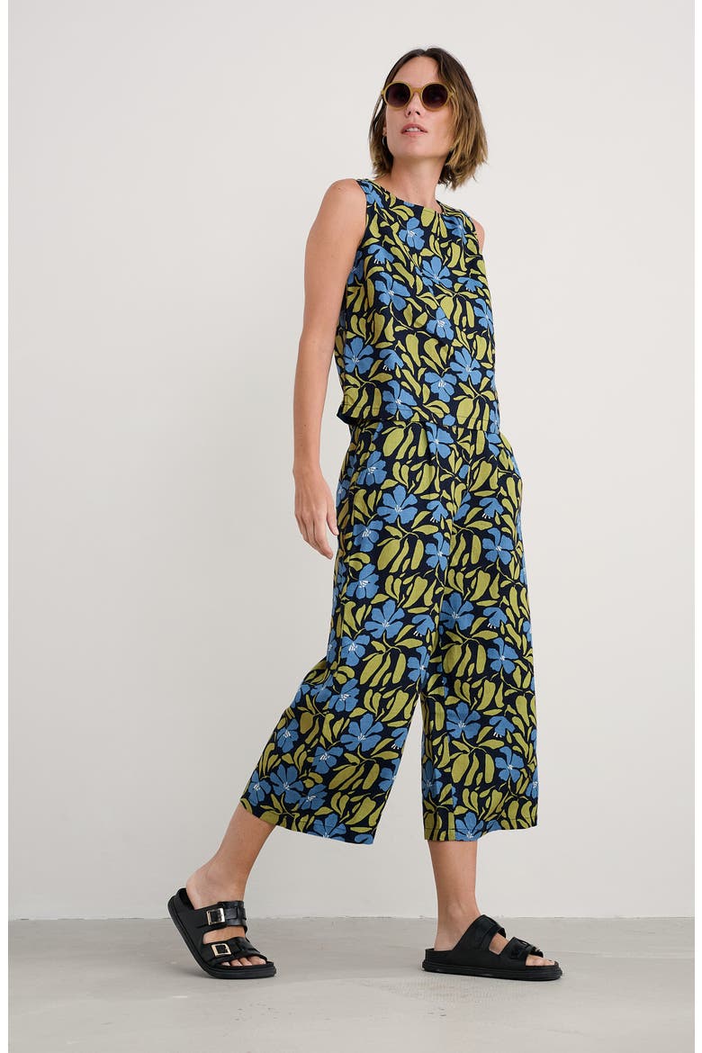 Peaceful Haven Linen Culottes, Alternate, color, LEAFY FLORAL MARITIME