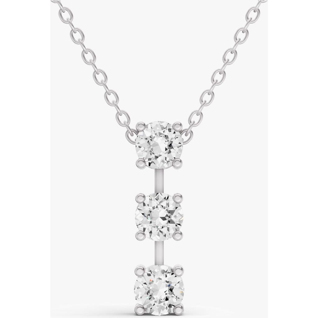 Sereia Official 10k Gold 2 Ct Round Lab Grown Diamond Three Stone Bar Pendant In White Gold