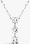 SEREIA OFFICIAL 10K Gold 2 ct Round Lab Grown Diamond Three Stone Bar Pendant
