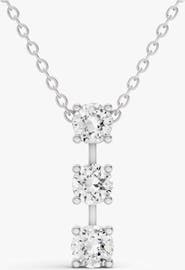 SEREIA OFFICIAL 10K Gold 2 ct Round Lab Grown Diamond Three Stone Bar Pendant