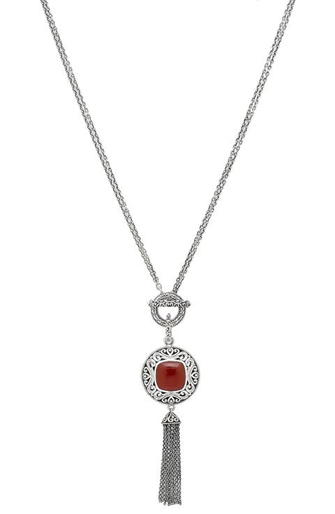 Sterling Silver & Semiprecious Stone Tassel Necklace