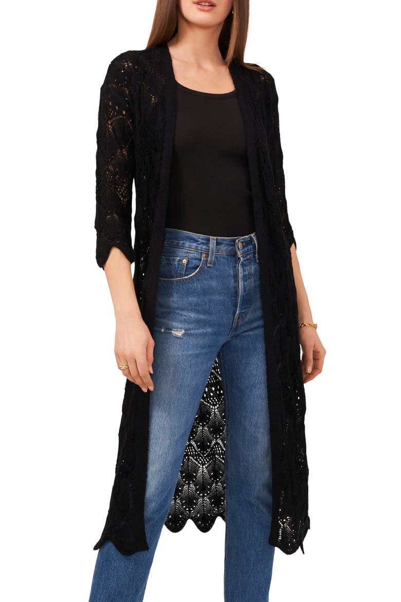 Open Stitch Duster, Main, color, RICH BLACK