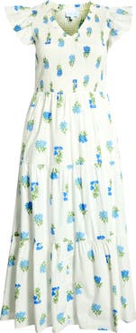SUGARLIPS Jillian Floral Sunfire Tiered Midi Dress