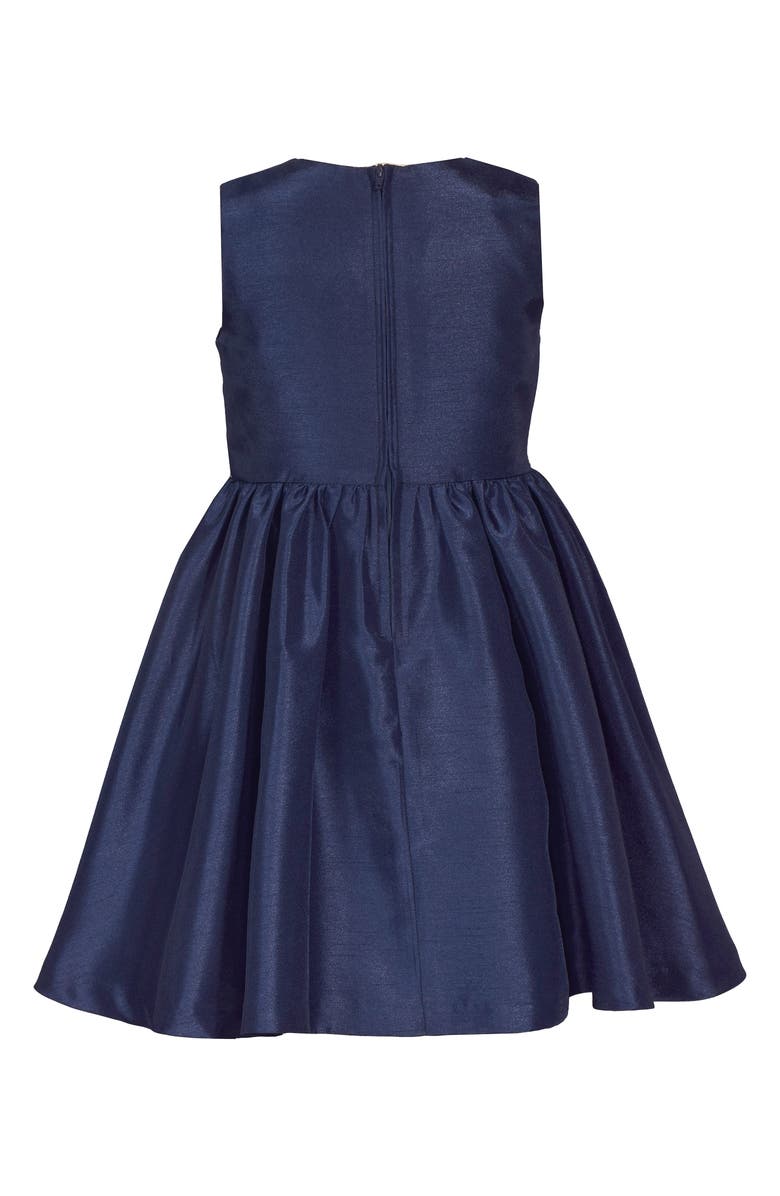 Iris & Ivy Kids' Side Pleat Bow Party Dress, Alternate, color, Navy