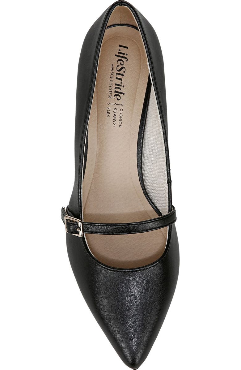 LifeStride Madelyn Mary Jane Pointed Toe Kitten Heel Pump, Alternate, color, Black/ Black