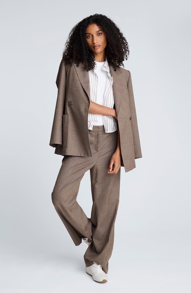 Kenneth Cole Stripe Crop Button-Up Shirt, Alternate, color, Wheat/ Bark Combo