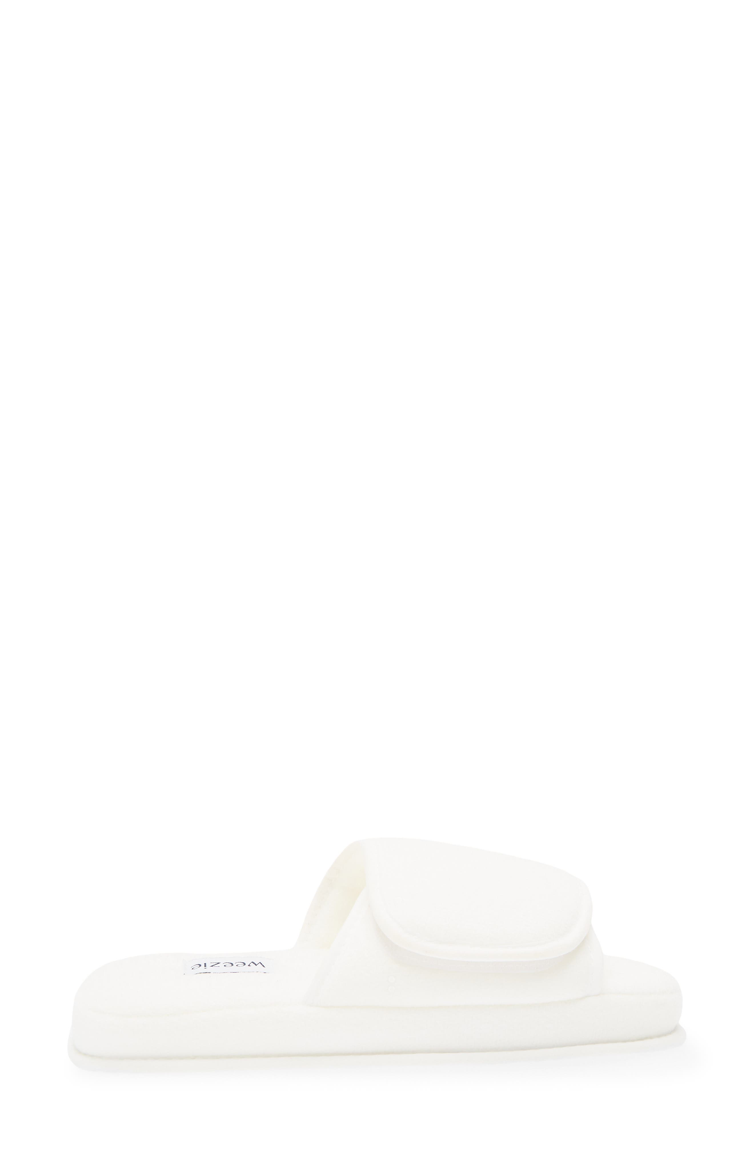 WEEZIE Gender Inclusive Adjustable Slide Slippers, Alternate, color, White