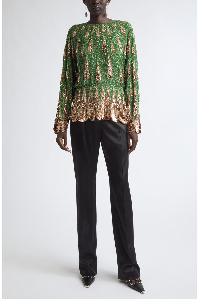 Sequin Silk Chiffon Top, Alternate, color, GREEN MULTI
