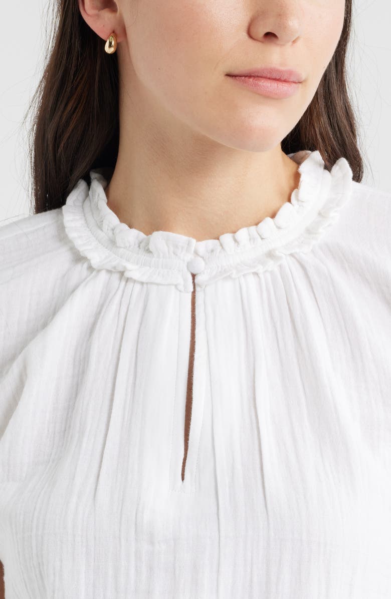 Caslon<sup>®</sup> Ruffle Cotton Gauze Top, Alternate, color, White