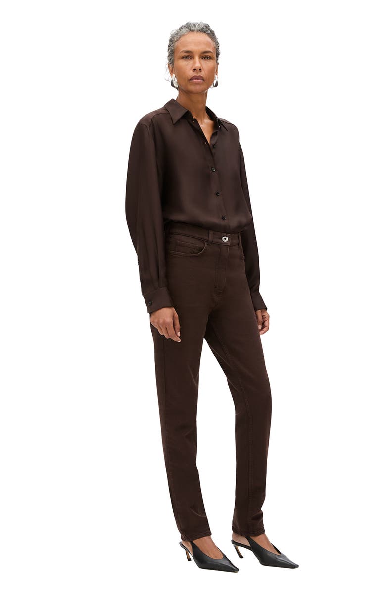 Another Tomorrow Slim Denim Pant, Alternate, color, Dark Chocolate